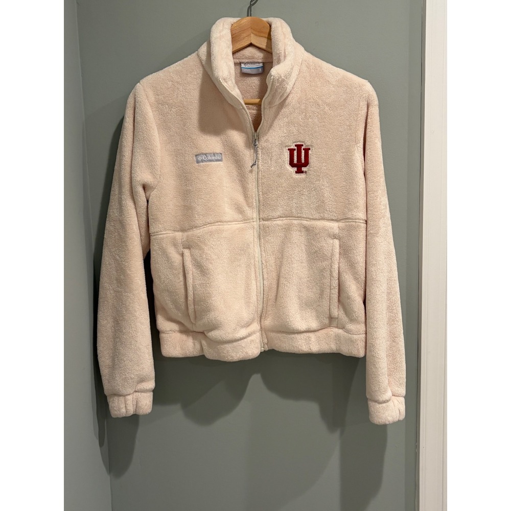 Columbia‎ Indiana University IU Fleece Jacket Womens Small Cream Full Zip Sherpa